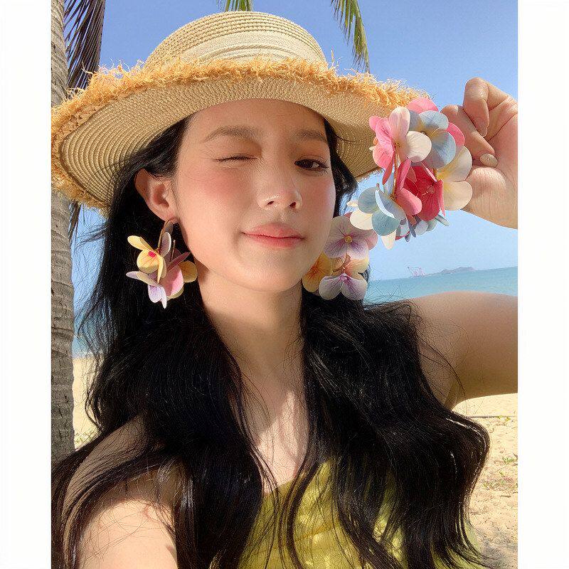 方圆夸张女耳钉耳环独特脸花朵