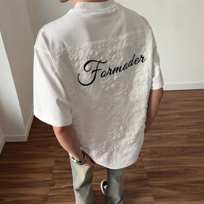 男浮雕vintage半袖小重磅设计肩