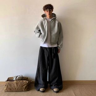 卫衣宽松潮流boxy冬季 男款 拉链百搭 连帽重磅外套复古开衫 480G美式