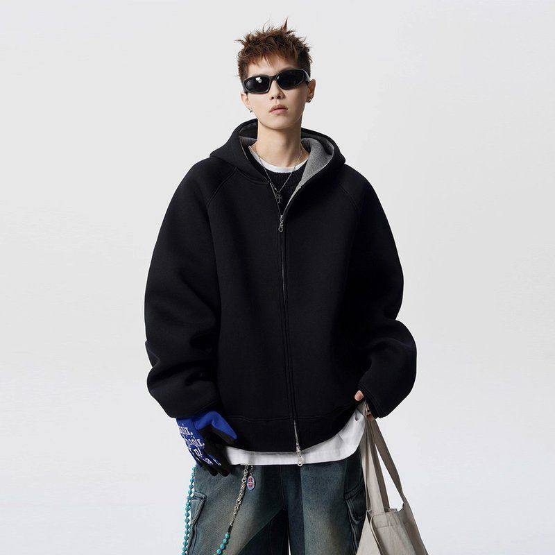 外套美式重磅连帽卫衣拉链休闲