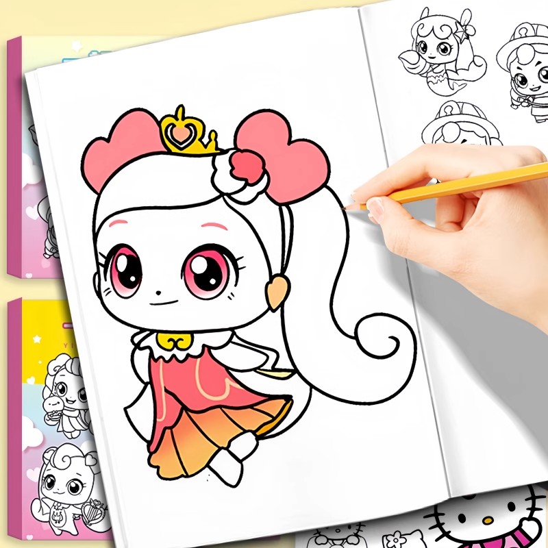 【天猫正品】奇妙萌可漫画描摹本 动漫人物描绘线描儿童画画本q版女孩图画基础自学教程绘画素描临摹练习入门