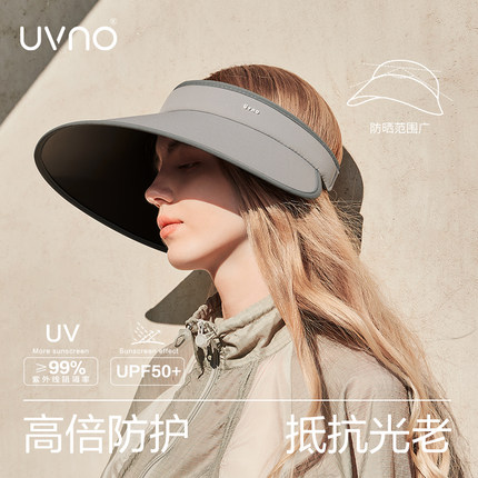 uvno防晒帽2024新款遮脸大帽檐遮阳帽夏季防紫外线空顶帽子太阳女