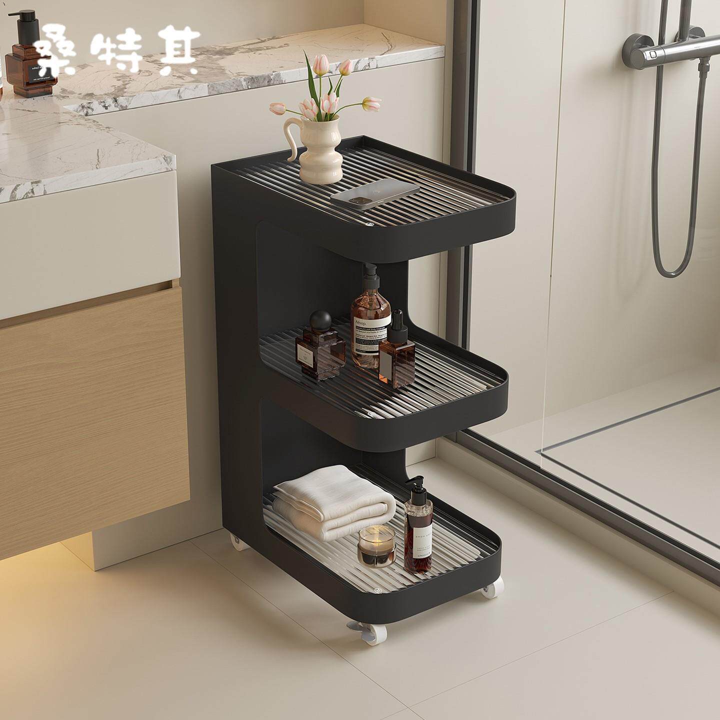 卫生间浴缸置物架落地厕所沐浴露厕纸储物架浴室马桶旁边收纳架窄