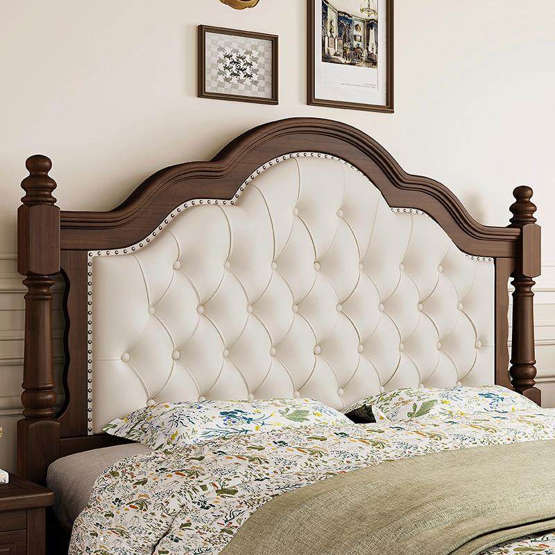 美式乡村复古全实木床1.8米双人主卧1.5m现代简约气压中古风家具