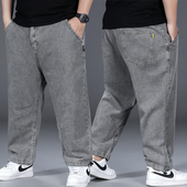 秋冬款 子 弹力胖子肥佬束脚9分裤 九分牛仔裤 男宽松直筒加肥加大码