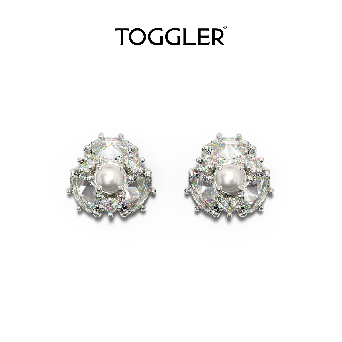 TOGGLER/托格乐法式碎花系列镂空设计镶嵌珍珠高级感小众轻奢耳钉