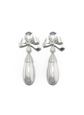 TOGGLER MING MA合作款 蝴蝶结水滴珍珠镶钻甜美耳钉耳环年会礼物