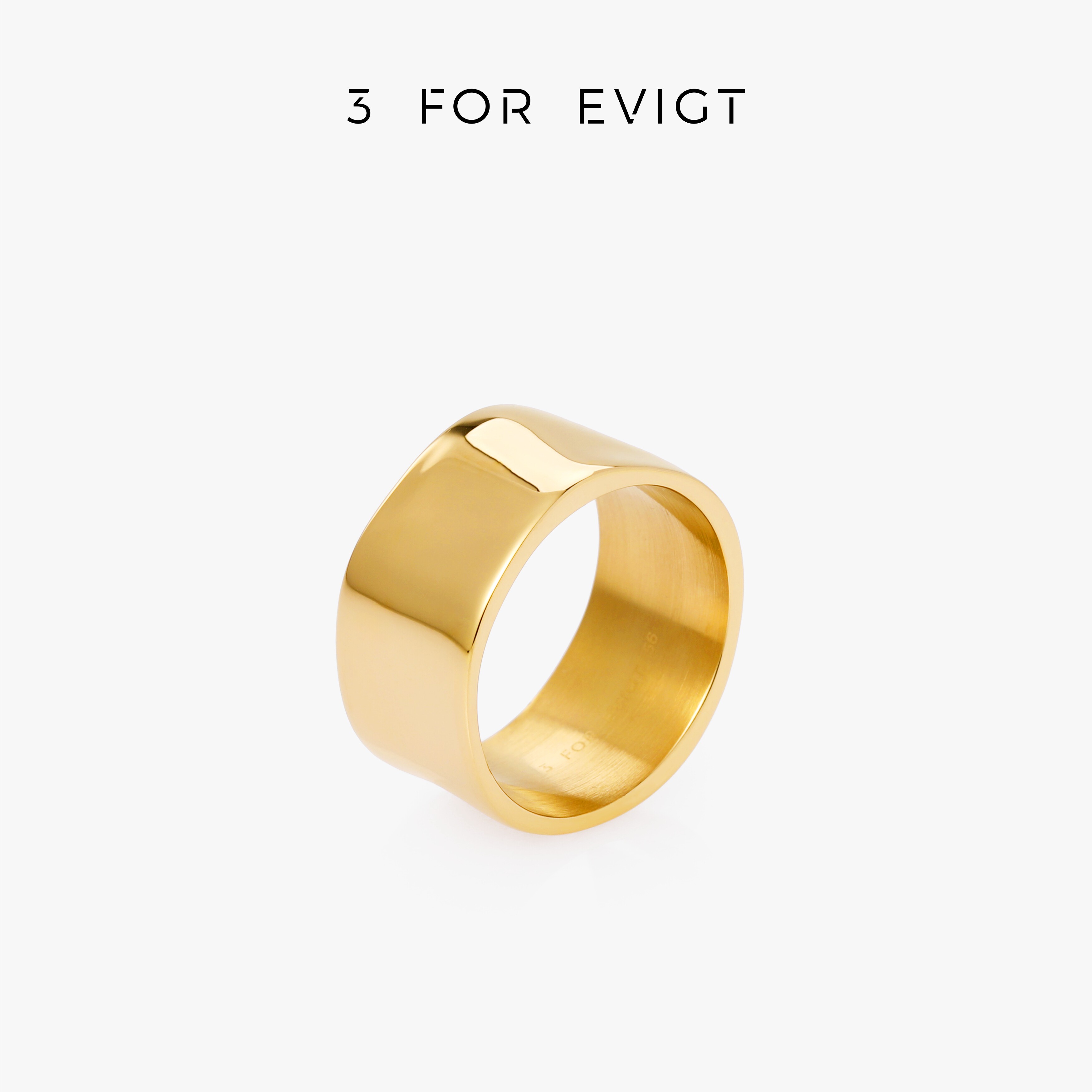 3 FOR EVIGT镀18k金白描系列戒指 简约百搭金色钢色女式未镶嵌