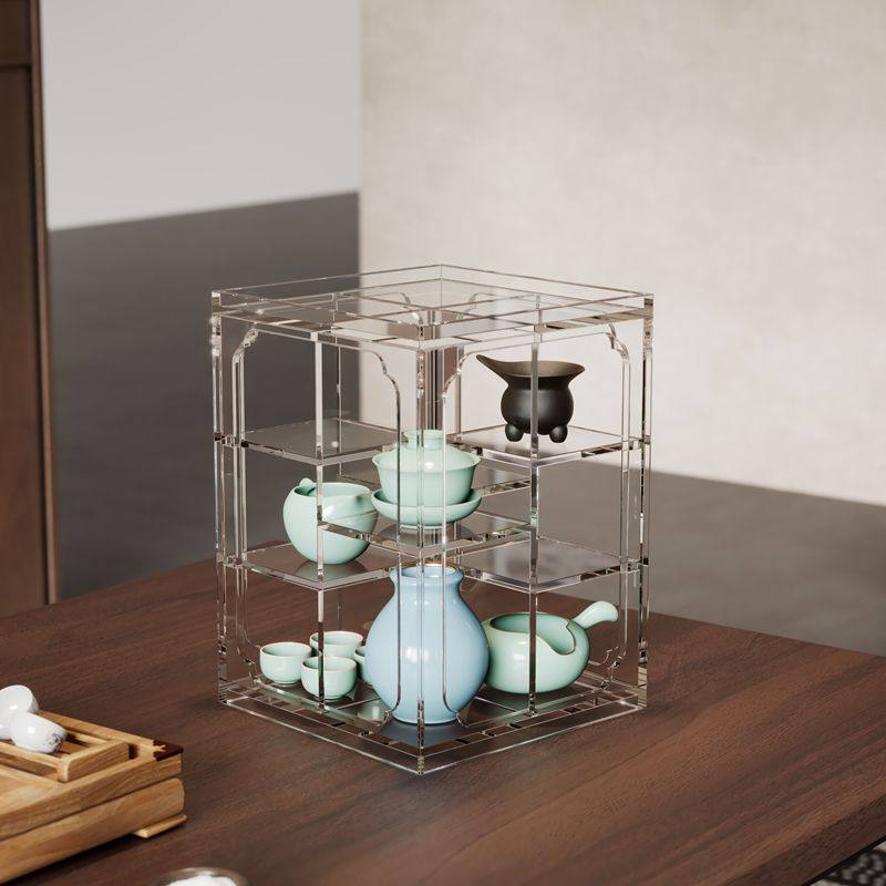 亚克力桌面旋转玲珑阁置物架新中式禅意收纳柜茶杯茶具茶壶多宝阁,住宅家具,多宝格/博古架,淘宝优惠券,粉丝福利购,淘宝优惠卷