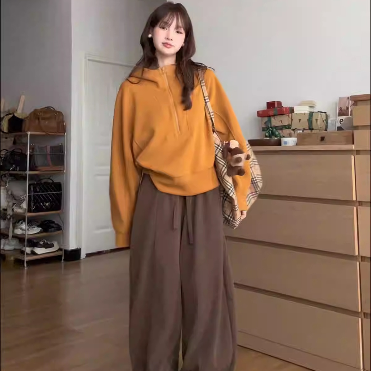 韩风气质卫衣阔腿裤套装女装2025秋季新款高级休闲超火穿搭一整套