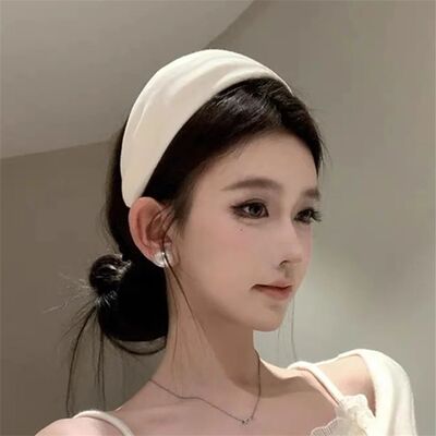 简约ins纯色宽边发带高颅顶白色