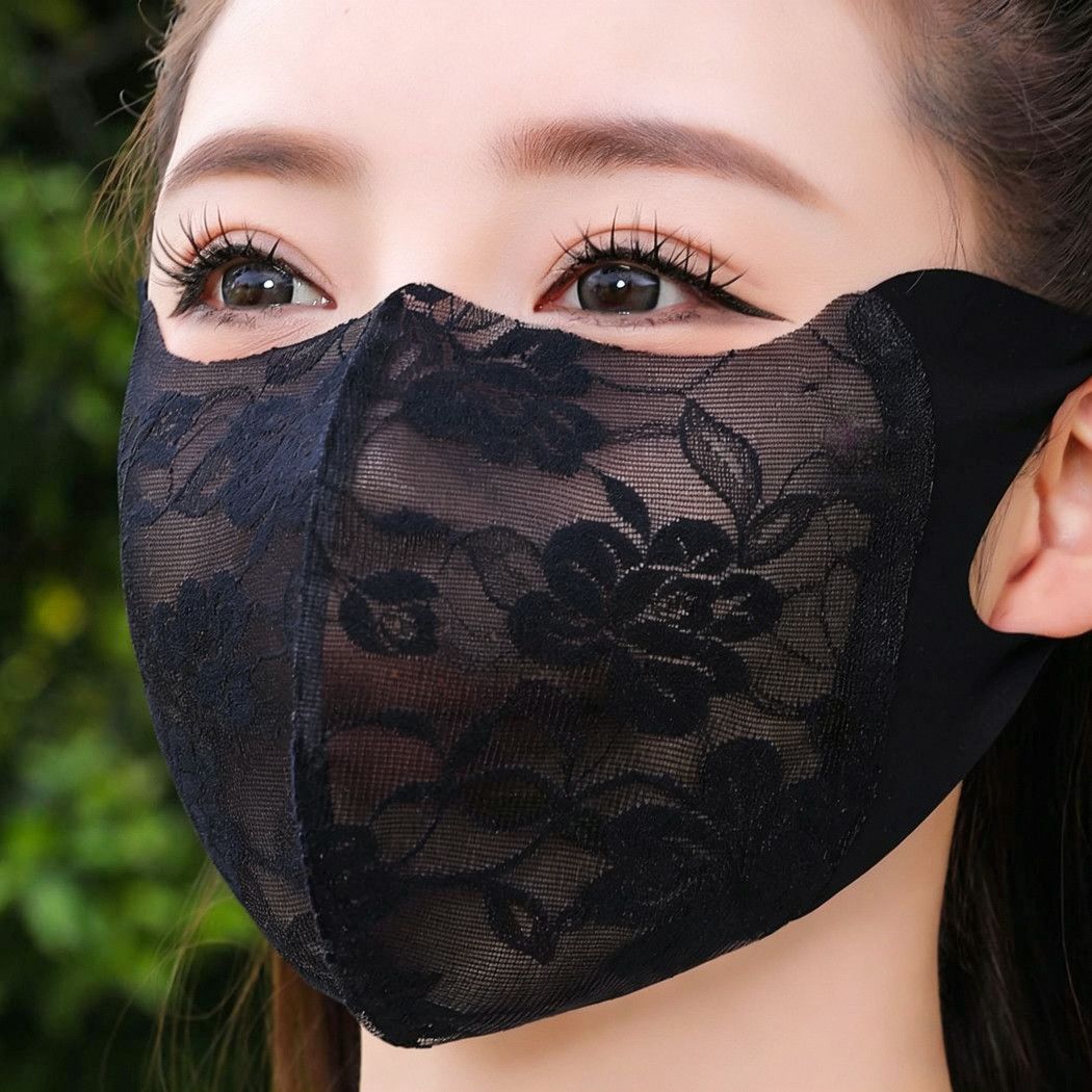 夏季口罩防紫外线超轻薄款透气防晒口罩女夏天防晒面罩遮脸蕾丝春