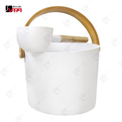 厂价直销出口型桑拿铝桶 铝勺 桑拿房用竹提手桶勺 7L喷涂铝桶