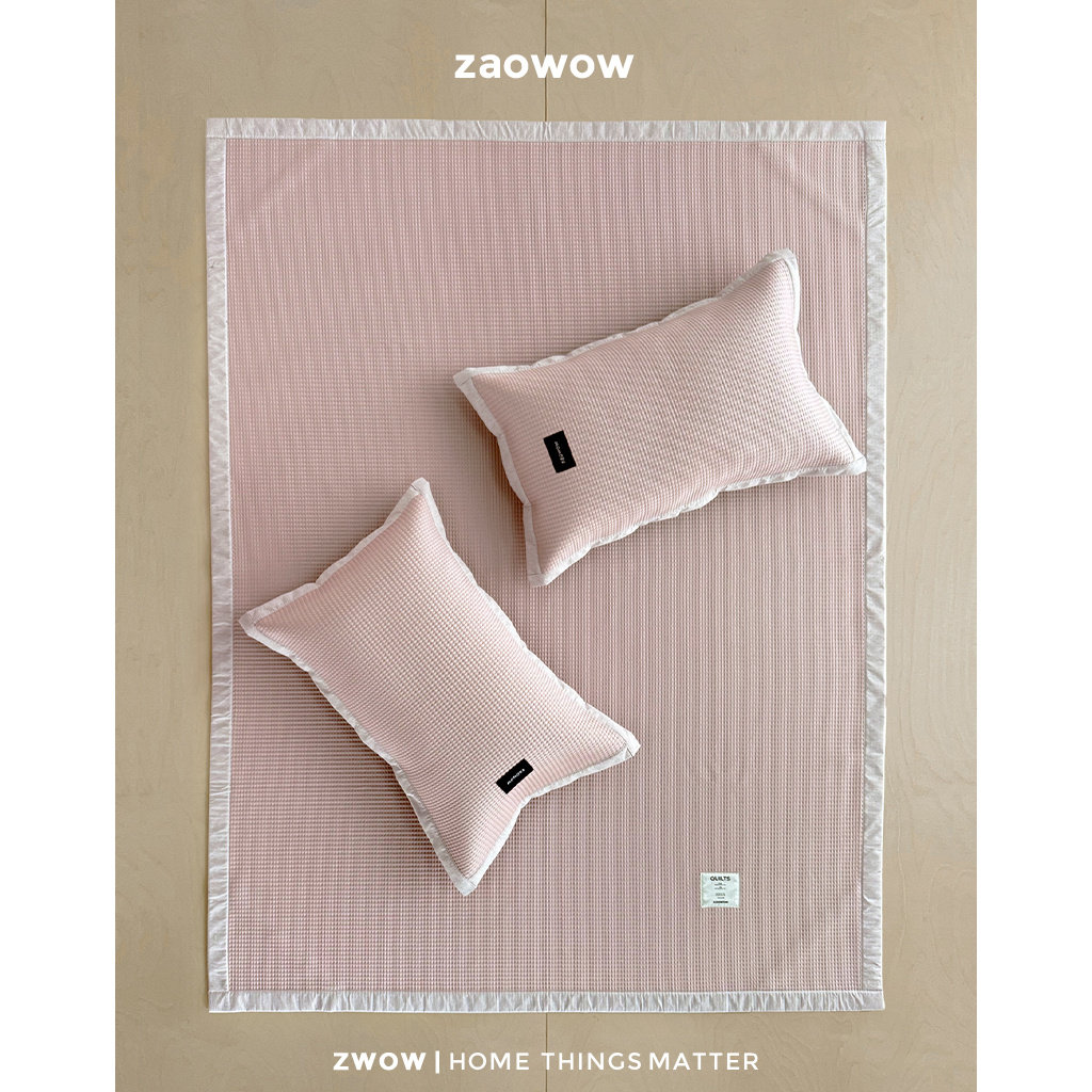 造卧zwow夏季凉席床席少女粉灰色冰丝席3件套抗菌防螨凉感软席子