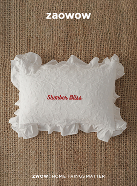 造卧zwow【甜梦】法式木耳边立体提花全棉刺绣靠枕腰枕抱枕小枕头