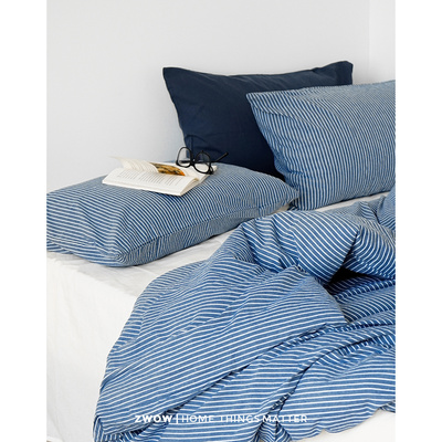 条纹四件套全棉色织北欧