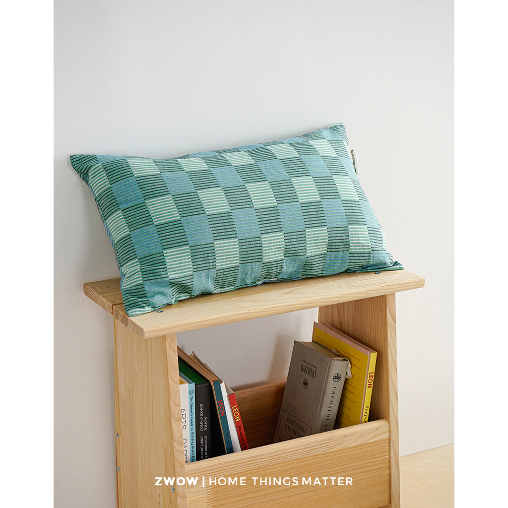 造卧zwow2025新品复古提花绿格子条纹中古风抱枕靠垫腰枕头含枕芯