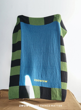 造卧zwow【孟菲斯】格子纹复古中古风加厚半边绒盖毯毛毯午睡毯子