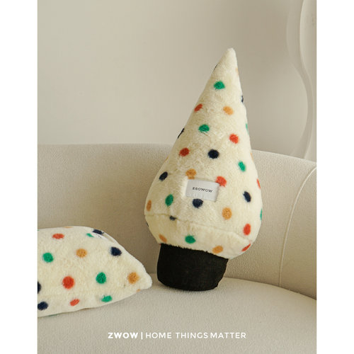 造卧zwow【草莓】仿兔毛彩色波点异形圣诞树抱枕客厅卧室靠枕礼物