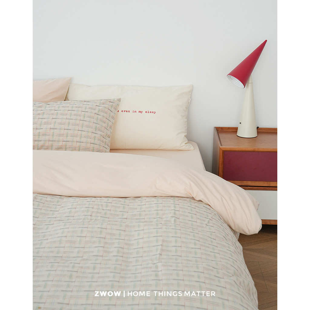 造卧zwow2026新款纯棉全棉色织提花彩条粉色系床单床笠被套四件套