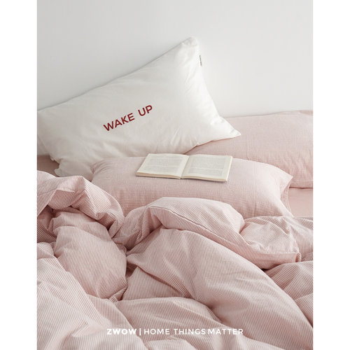 泡泡纱四件套全棉细条纹极简