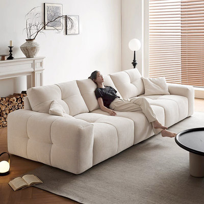 洋绪雪尼尔像素豆腐块可全拆洗布艺沙发小户型客厅可调节靠背坐深