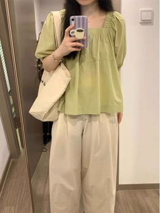 松弛感一整套小个子活泼减龄桔梗两件套装 茶系穿搭微胖韩剧女夏季