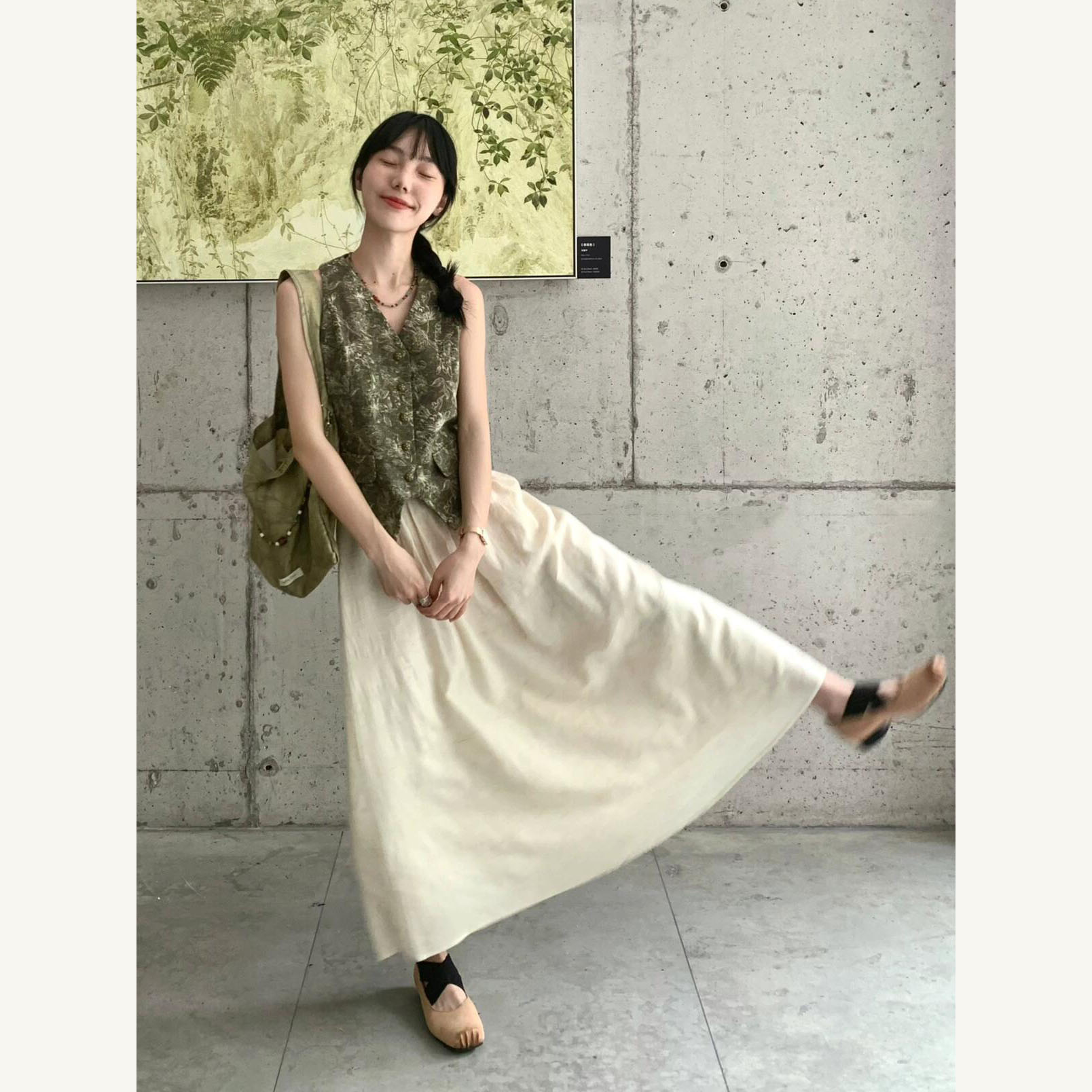 盐系轻熟国风背心马甲半身裙套装