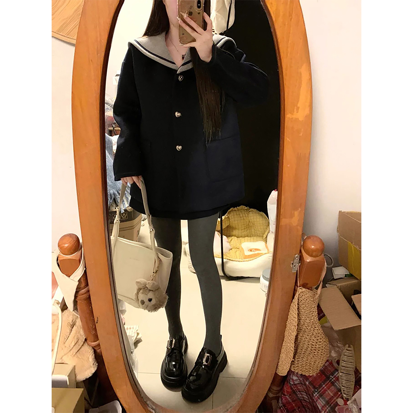 复古学院风秋冬氛围感穿搭一整套