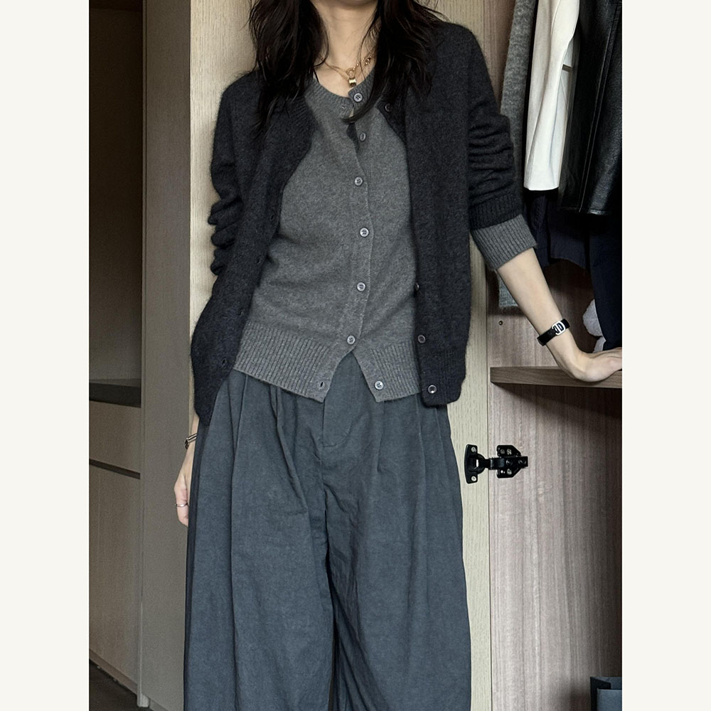 日系松弛感慵懒风假二件针织开衫
