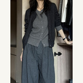 秋冬新款 冷淡风设计感小众别致假两件针织开衫 女装 慵懒风软糯毛衣