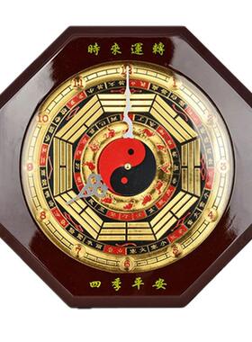 厂家98现货木30厘米八桃彩绘卦钟 木八卦精品钟表挂件桃挂饰