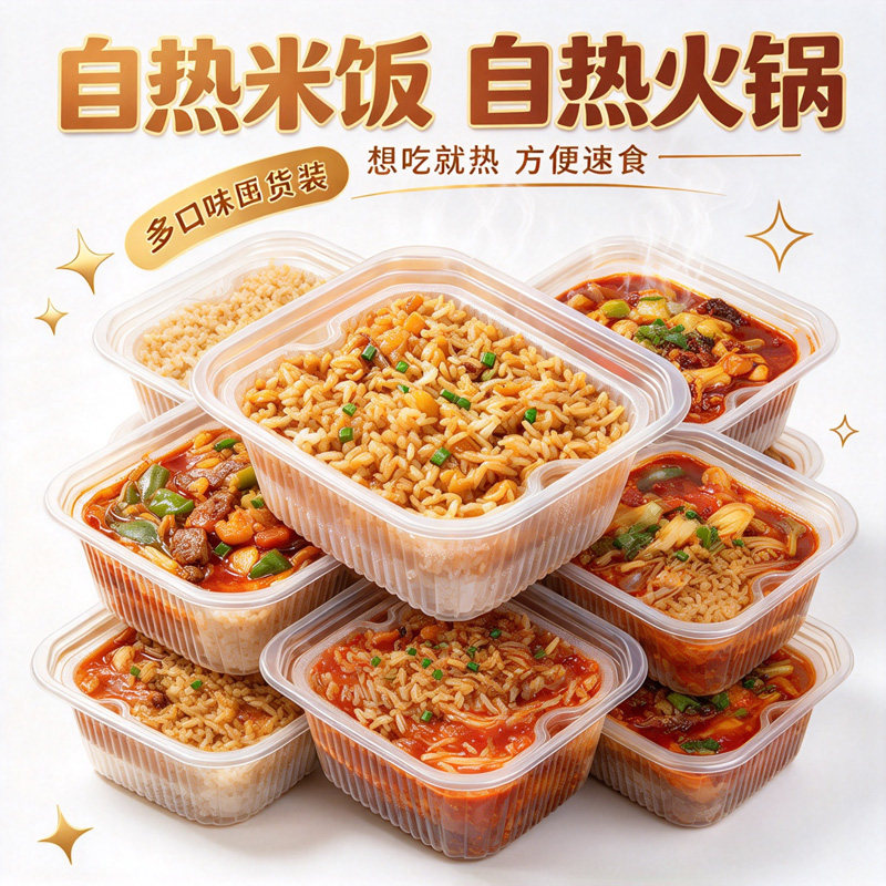 重庆自热米饭自热火锅4盒多口味速食方便米饭番茄粉丝素菜小火锅