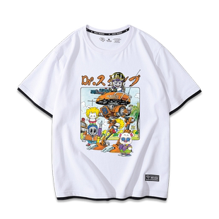 阿拉蕾卡通动漫联名周边假两件短袖男女夏季纯棉宽松百搭T恤衣服