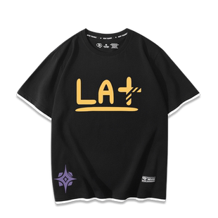 hololive动漫周边vtuber拉普拉斯同款cos短袖T恤假两件男女衣服潮