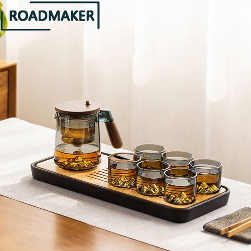 ROADMAKER 飘逸玻璃杯泡茶壶懒人茶水分离高档新款年轻人茶具套组