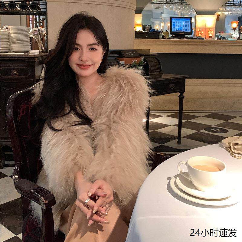 Queen环保皮草2024年新款貉子毛时尚编织皮草外套女气质名媛年轻