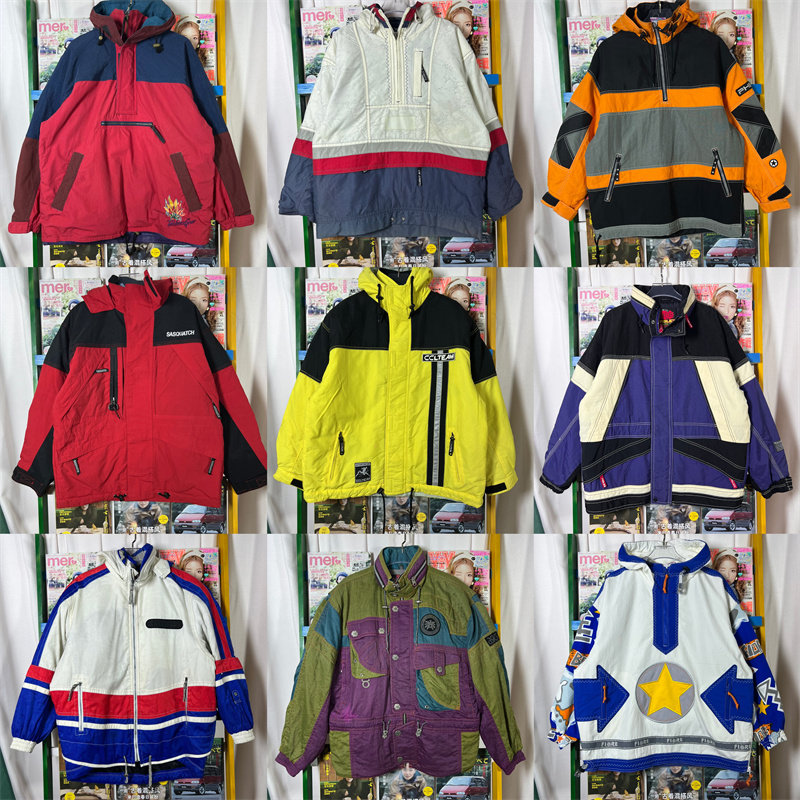 vintage滑雪服宽松防风保暖外套秋冬男女复古户外古着冲锋衣XF3