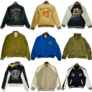 0208vintage古着外套复古刺绣港风日系阿美咔叽夹克女长袖孤品