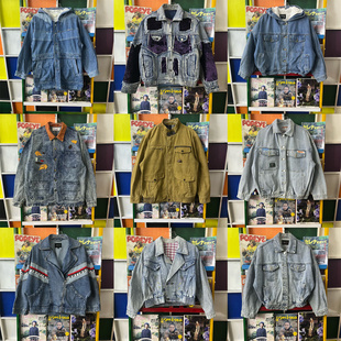 vintage古着牛仔外套做旧阿美咔叽复古男女长袖 夹克N4港风90S 工装
