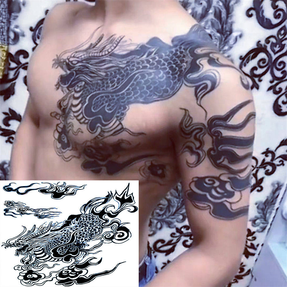 小哥麒麟前胸半甲张起灵纹身贴纸胸甲男女刺青盗墓笔记防水防汗