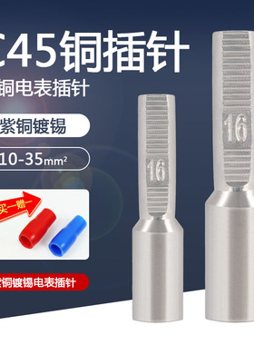 铜鼻子接线端子DTA-10/16/25/35平方铜线鼻子C45铜插针电表插针