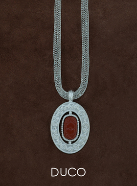 Amorflora系列丝网款椭圆形S纹理环绕吊坠 925银时尚百搭高级感