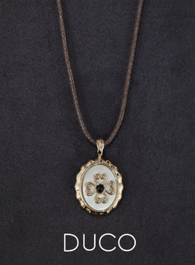 Fidora系列 椭圆贝母四叶草纹理蜡绳项链通用原创简约【新品】