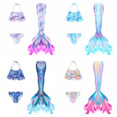 儿童美人鱼公主游泳衣三件套女童人鱼尾巴泳装 夏季 新款 沙滩比基尼