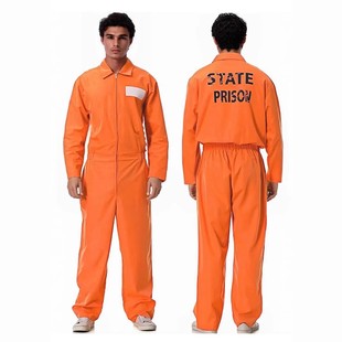 新款万圣节cos囚犯服装扮演服犯人服囚犯制服橙色连体囚犯服表演
