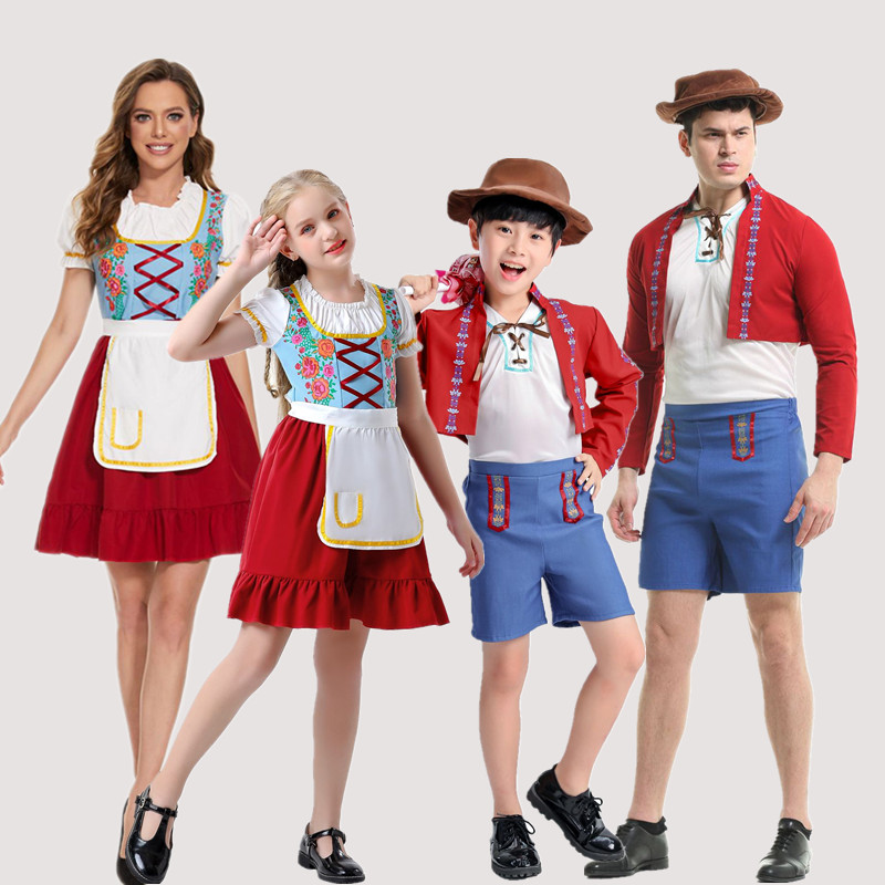 万圣节啤酒服亲子演出衣服女仆装