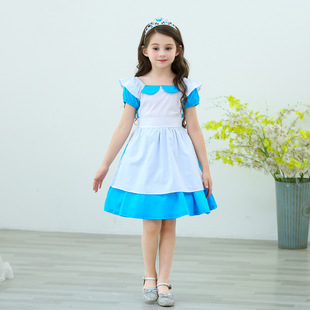 儿童女仆装 lolita洛丽塔爱丽丝梦游仙境cos长袖连衣裙围裙公主裙