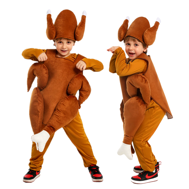 感恩节儿童烤火鸡扮演卡通人偶服