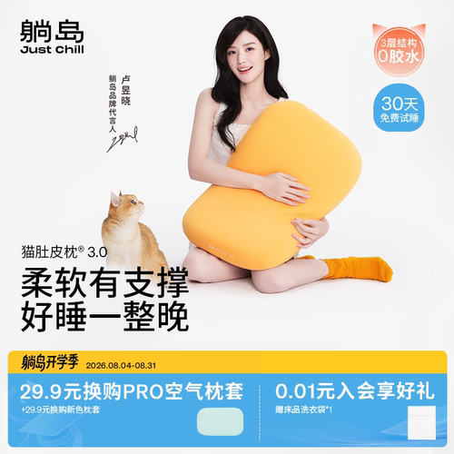 躺岛猫肚皮枕3.0柔软有支撑0胶水